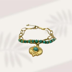 Pulsera acero con piedra turquesa