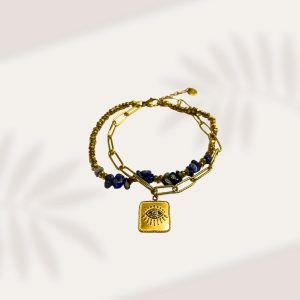 Pulcera de acero con Lapislazuli