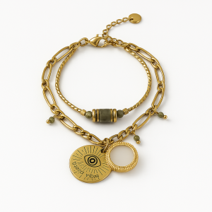 Pulsera con piedra Jade y acero