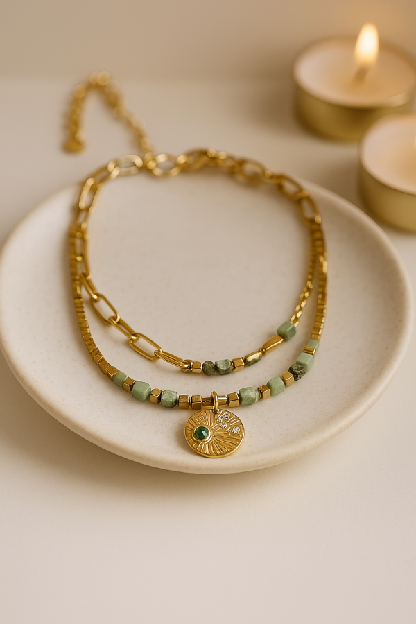 Pulsera con Jade de acero