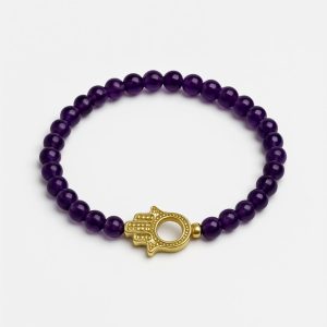 Pulsera Amatista y mano de fátima