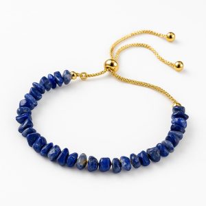 Pulsera de Lapislázuli irregular con hilo de metal