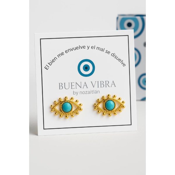 Aretes de ojo turco y piedra turquesa - Imagen 2