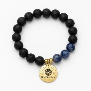 Pulsera de lapislázuli y roca volcánica