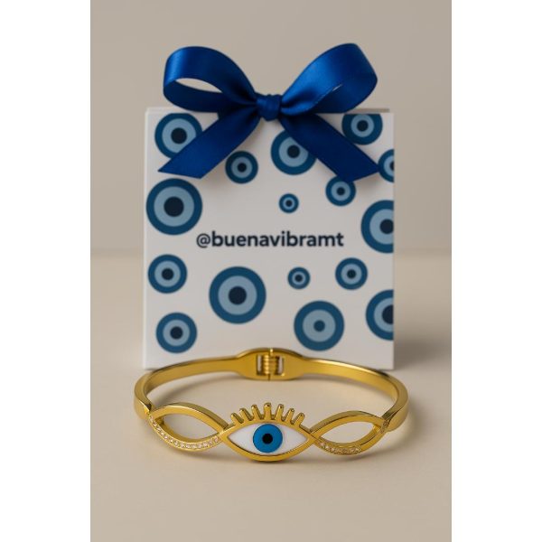 Brazalete ojo turco dorado - Imagen 2