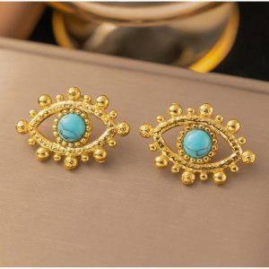 Aretes de ojo turco y piedra turquesa