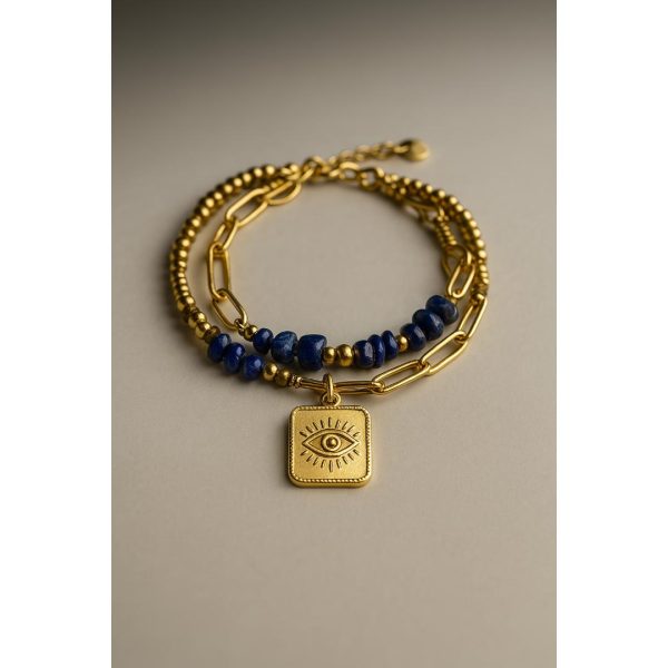 Pulcera de acero con Lapislazuli - Imagen 3
