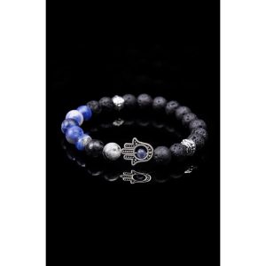 Pulsera de lapislázuli y roca volcánica