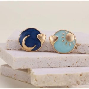 Aretes día y noche. Sol y Luna